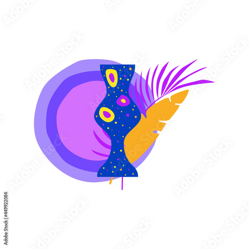 Vase and plant branch. Abstract minimalist boho poster or t shirt design template .