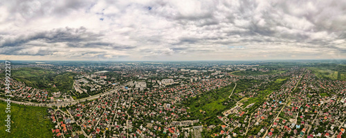 Aerial drone panoramic view of Chisinau, Moldova photo