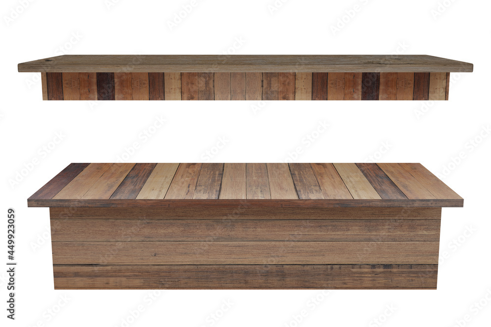 Wood table, counter top wooden surface for display products isolated on white background. Have clipping path. Wood table, counter top wooden surface for display products isolated on white background. Have clipping path.