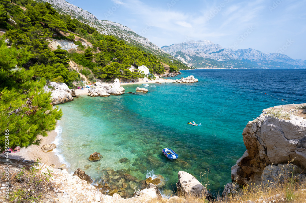 view on amazing bay in Marusici in Omis riviera in Dalmatia, Croatia
