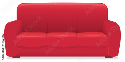 Red sofa isolated on a white background