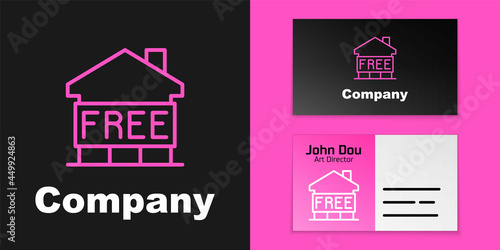 Pink line Shelter for homeless icon isolated on black background. Emergency housing, temporary residence for people, bums and beggars without home. Logo design template element. Vector