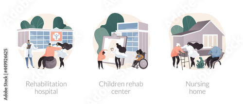 Medical facility abstract concept vector illustrations.