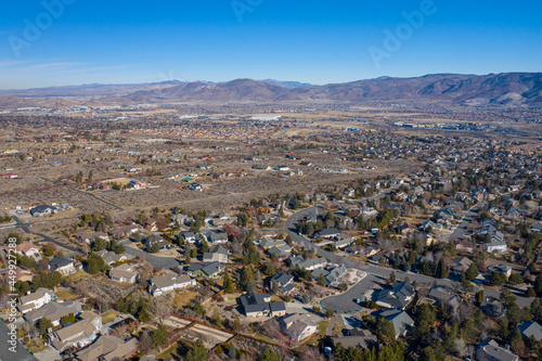 Foto An aerial view of Reno's southern Galena neighborhood facing the mountains to the northeast