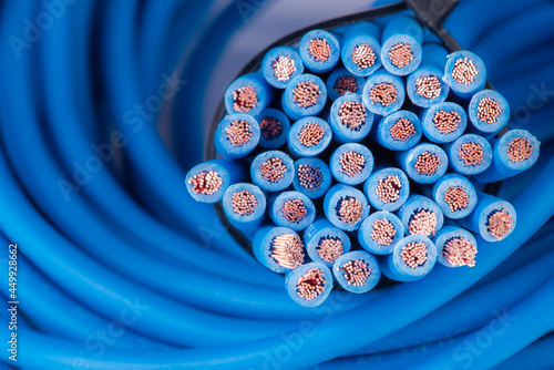 Copper electrical cable wire close-up