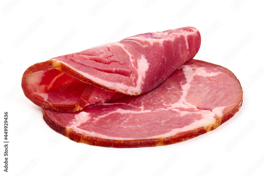 Piece of Antipasto meat, cold smoked meat, isolated on white background. High resolution image. Piece of Antipasto meat, cold smoked meat, isolated on white background. High resolution image.