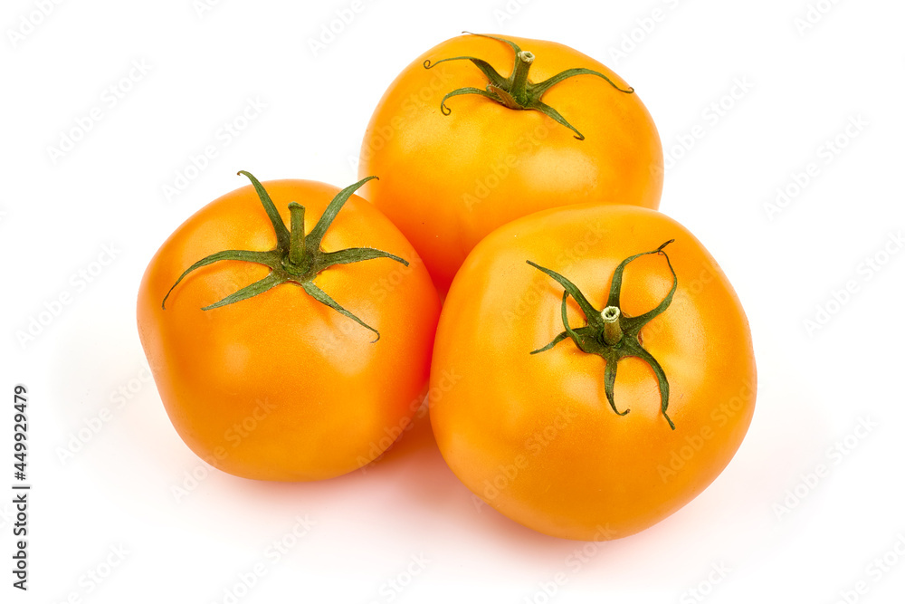 Fresh yellow tomatoes, isolated on white background. Fresh yellow tomatoes, isolated on white background.