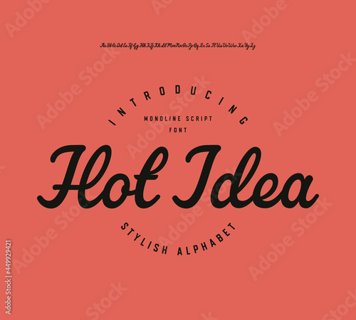 Hot Idea. Monoline Script Font. Vector