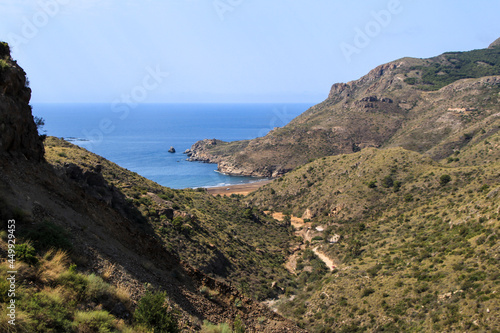 Beautiful El Gorguel beach in Cartagena Province, Spain