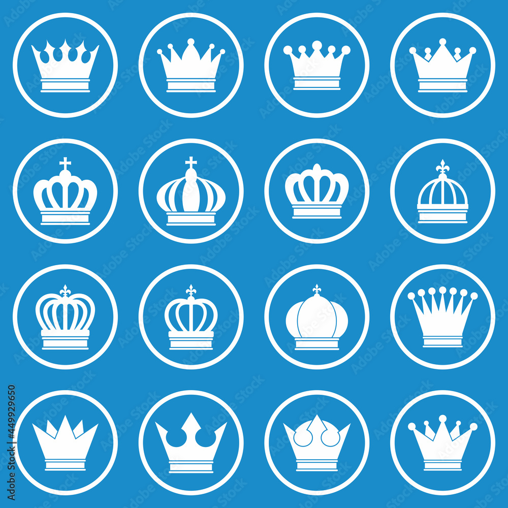 crown icon set vector sign symbol of king
