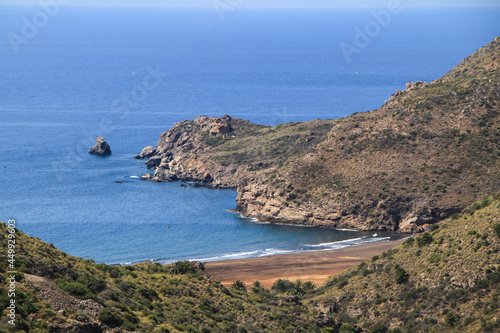 Beautiful El Gorguel beach in Cartagena Province, Spain