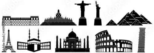 wonders of the world landmark illustrations vector sign symbol