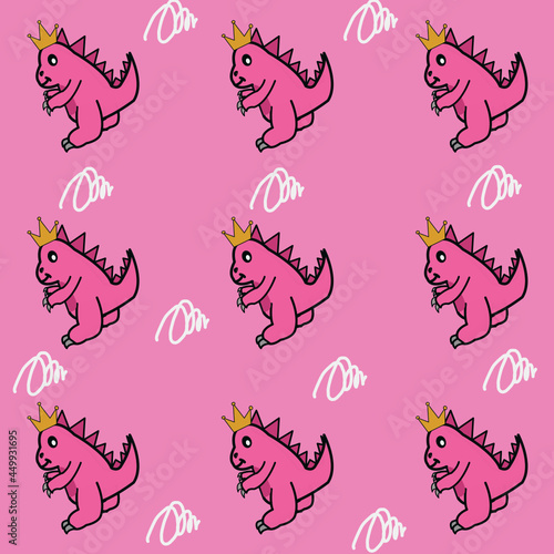 seamless pattern pink background dainosal