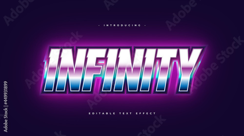 Infinity Text in Colorful Retro Style with Glowing Effect