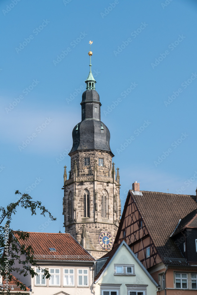Germany, Coburg, bell tower of the Saint-Maurice church