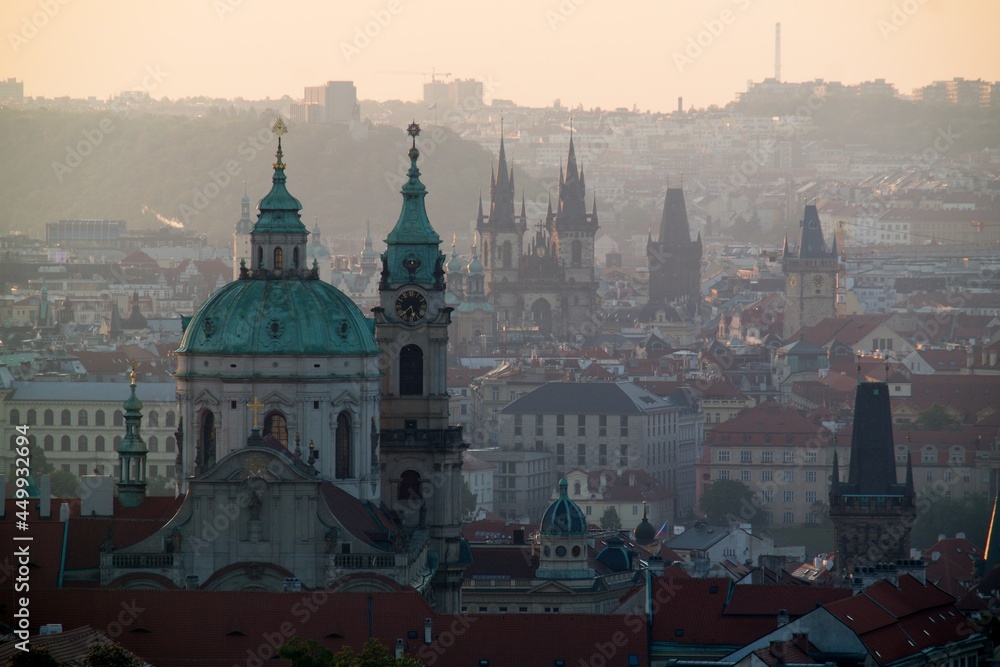 Early morning view of Prague from the Strahov monastery