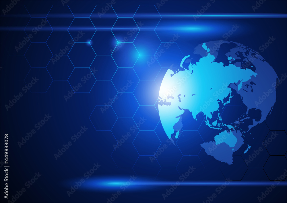 World globe illustration with light speed and connected lines World globe illustration with light speed and connected lines
