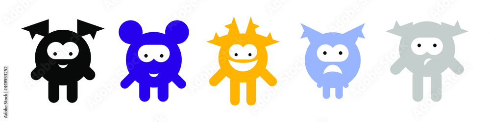 Obraz premium Children's animal. A cute animal or alien. Vector flat illustration icon isolated on white background.