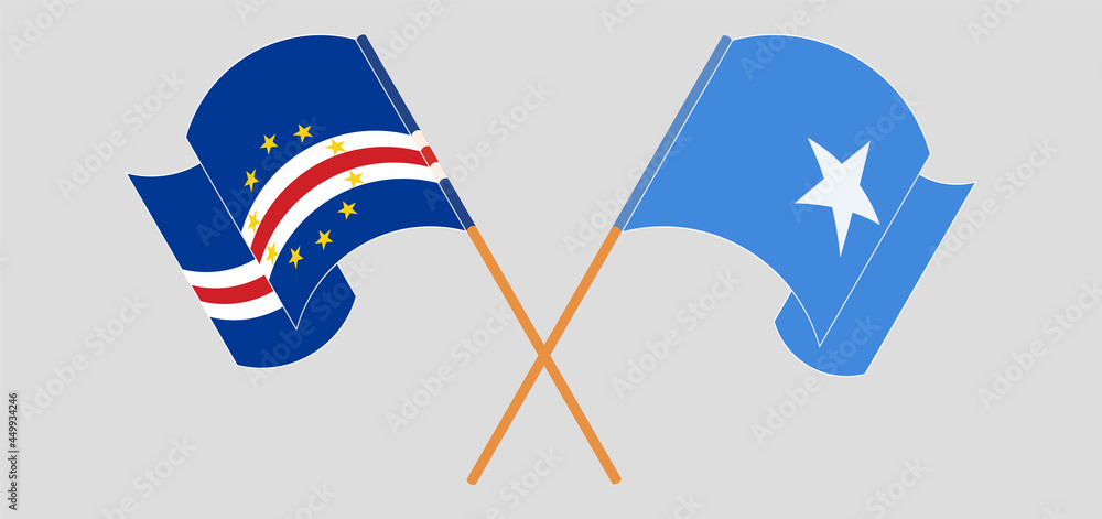 Crossed and waving flags of Cape Verde and Somalia Crossed and waving flags of Cape Verde and Somalia