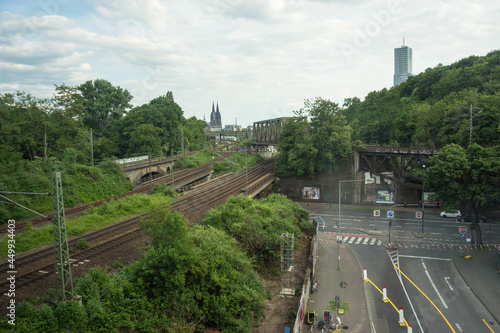 Snapshot from the The Aktiengesellschaft Cologne Zoological Garden in Cologne, railway tracks