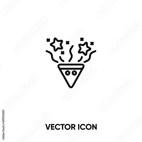 Party popper vector icon. Modern  simple flat vector illustration for website or mobile app.Confetti popper symbol  logo illustration. Pixel perfect vector graphics 