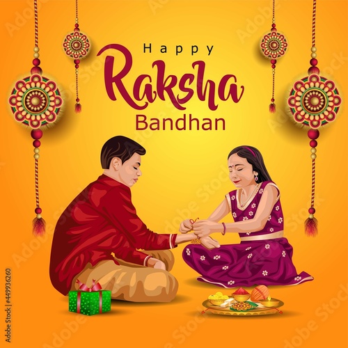 фотографія Happy Raksha Bandhan with stylish vector illustration in a creative background