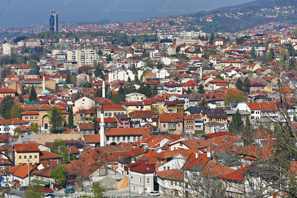 View over the houses in the mountains of Sarajevo, Bosnia and Herzegovina.