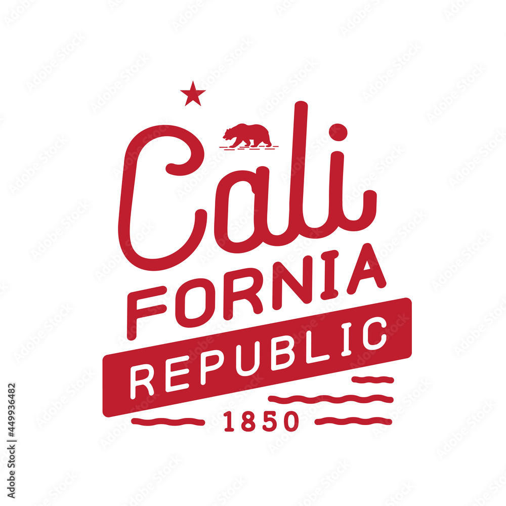 California Republic. California Typography Design Template. Vector and Illustration.