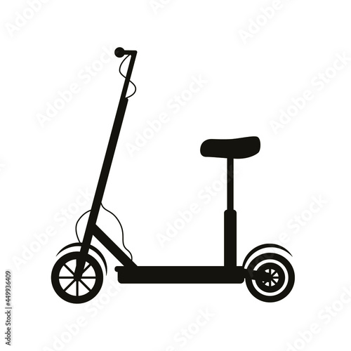 Vector scooter isolated. Line style black monochrom icon kick scooter
