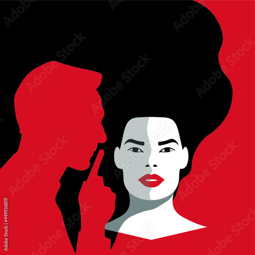 Diversity - Violence Against Women -
 Woman Manterrupting in Red Cool Background