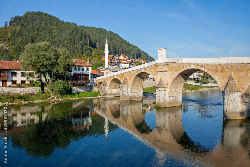 Historical arched bridge in the old town Konic, Bosnia and Herzegovina