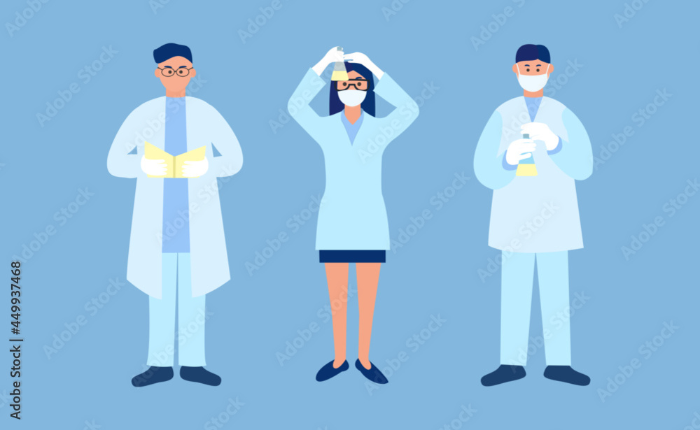 scientists in coats, masks and gloves conduct an experiment scientists in coats, masks and gloves conduct an experiment