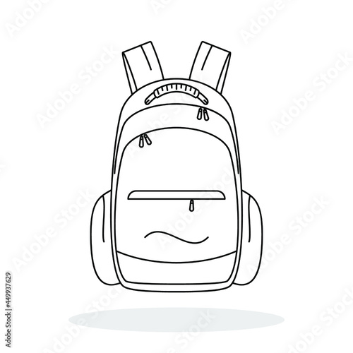 Backpack icon. Vector illustration. Linear backpack icon. Isolated black backpack icon
