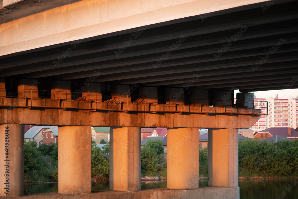 close-up of reinforced concrete bridge across the river close-up of reinforced concrete bridge across the river