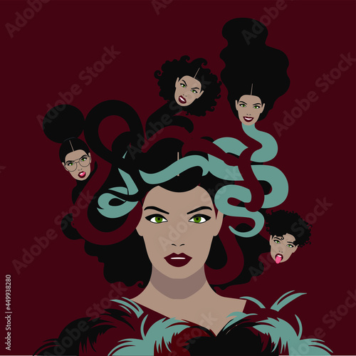 Psychopathology - Mental Health Disorder - Dissociative Identity Disorder - medusa head - woman with different representations of her head
