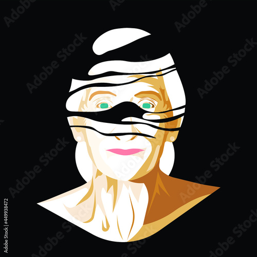 Psychopathology - Mental Health Disorder - Dementia - old lady's face in a black background