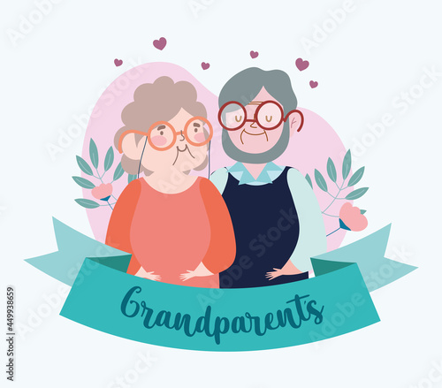 grandparents couple with flowers