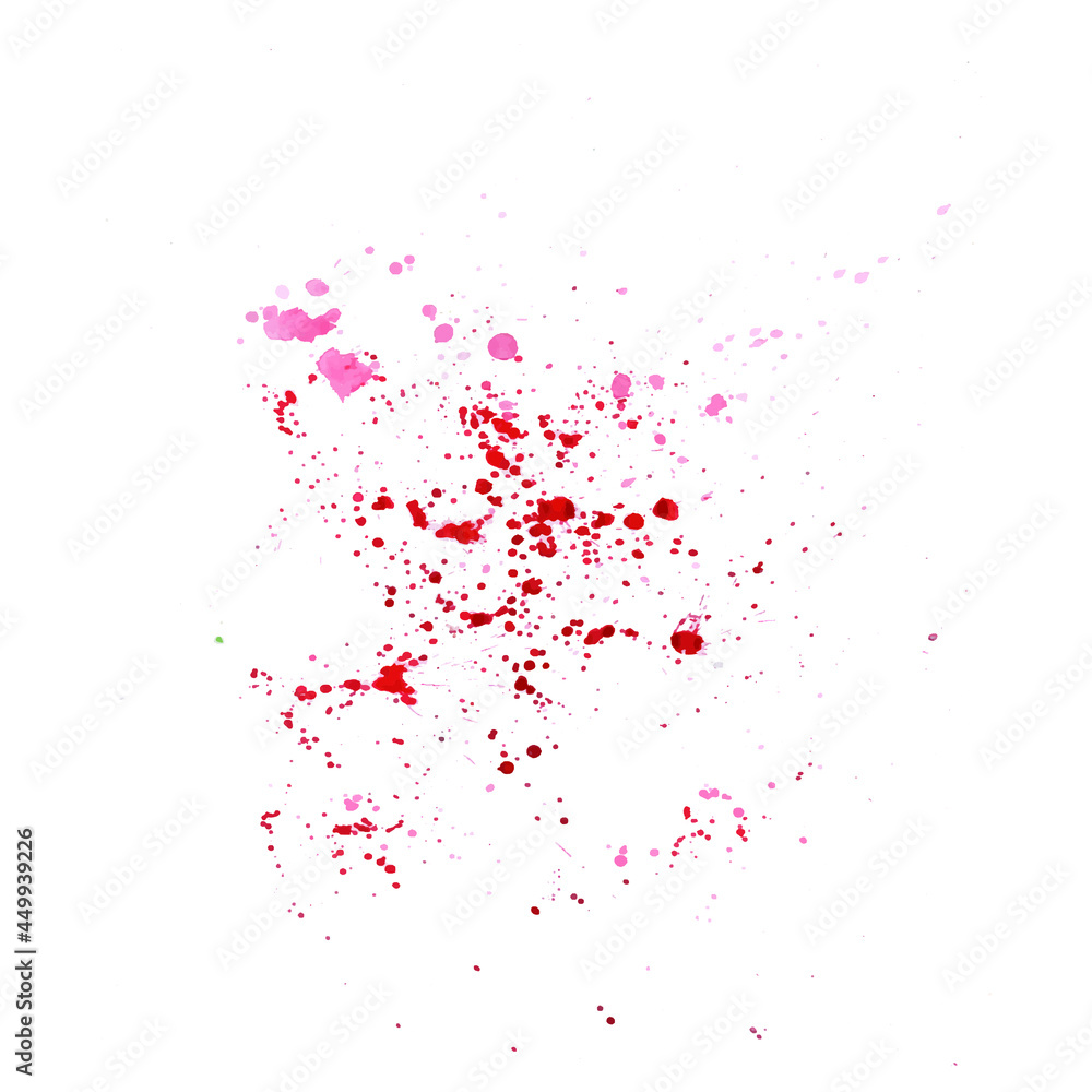 Splashes of watercolors . Red on a white background . Vector . Paint splashes isolated  . 