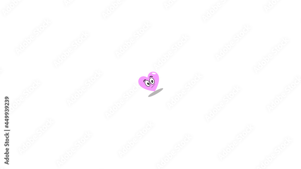 Cute Pink Heart Wallpaper with Cute eyes White Background, Confused Heart, Cute Little Heart