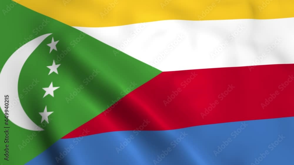 realistic beautiful flag of comoros waving in the wind national in a loop banner emblem symbol patriotic holidays animated 3d background high quality texture realistic beautiful flag of comoros waving in the wind national in a loop banner emblem symbol patriotic holidays animated 3d background high quality texture