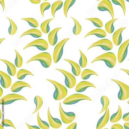 Floral motif of beautiful yellow branches with leaves