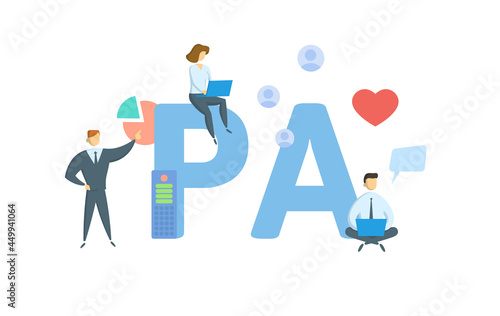 PA, Physician Assistant. Concept with keyword, people and icons. Flat vector illustration. Isolated on white.