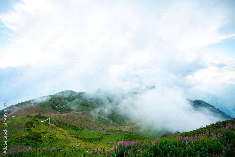 landscape with clouds in mountains Sochi, Russia