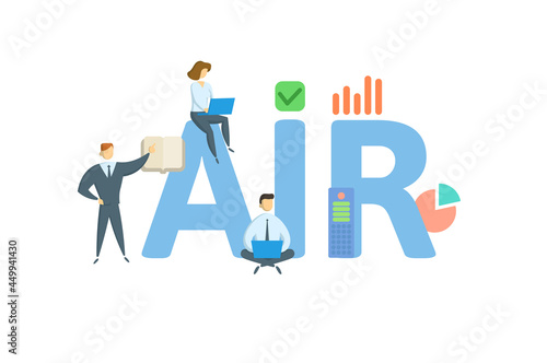 AIR, Assumed Interest Rate. Concept with keyword, people and icons. Flat vector illustration. Isolated on white.