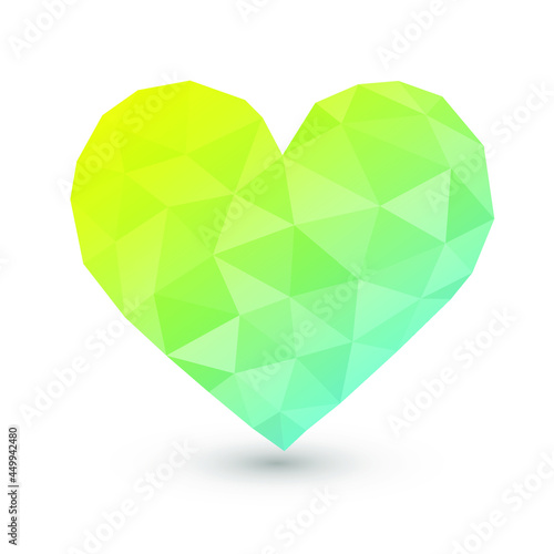 Wallpaper Mural Moonstone Heart Blue and Yellow Low Poly Icon Texture. Illustration Design Love Emotion Emoji. Polygon Style Vector Symbol. Torontodigital.ca