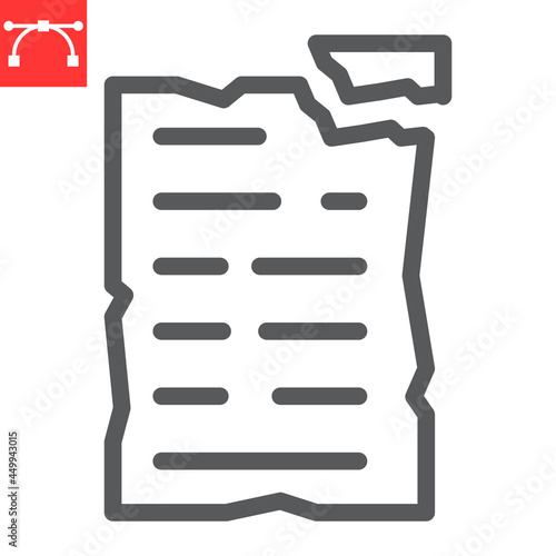 Crumpled paper line icon, recycle and ecology, paper waste vector icon, vector graphics, editable stroke outline sign, eps 10.