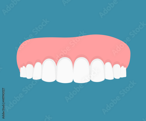 Teeth with dental in flat design. Flat Vector Concept. Dental Clinic, Stomatology Orthodontic Illness, Problem Illustration. Tooth Sickness Treatment, Oral Hygiene