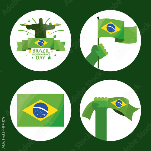 icon set brazil independence day