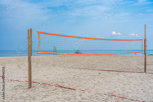 Beach volleyball area on the seaside.