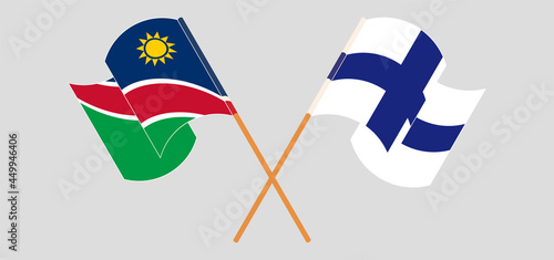 Crossed and waving flags of Namibia and Finland